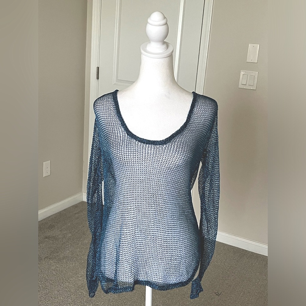 NWOT Chaser Blue Open Knit Sweater Size Medium
